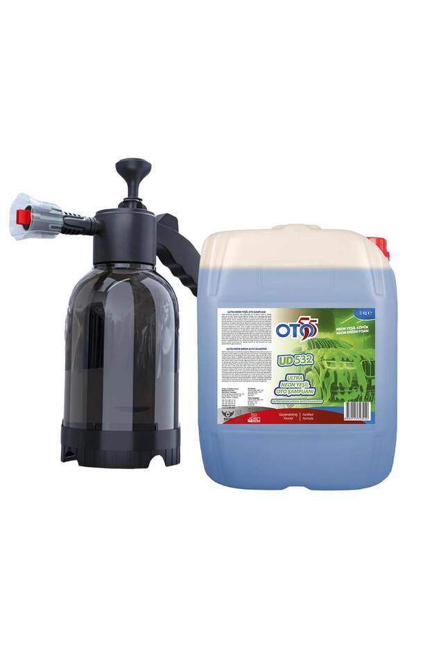 OTO55 5 LT Ultra Neon Yeşili Extra Cilalı Şampuan - Köpük Yapıcı Basınçlı Pompa 2 Litre