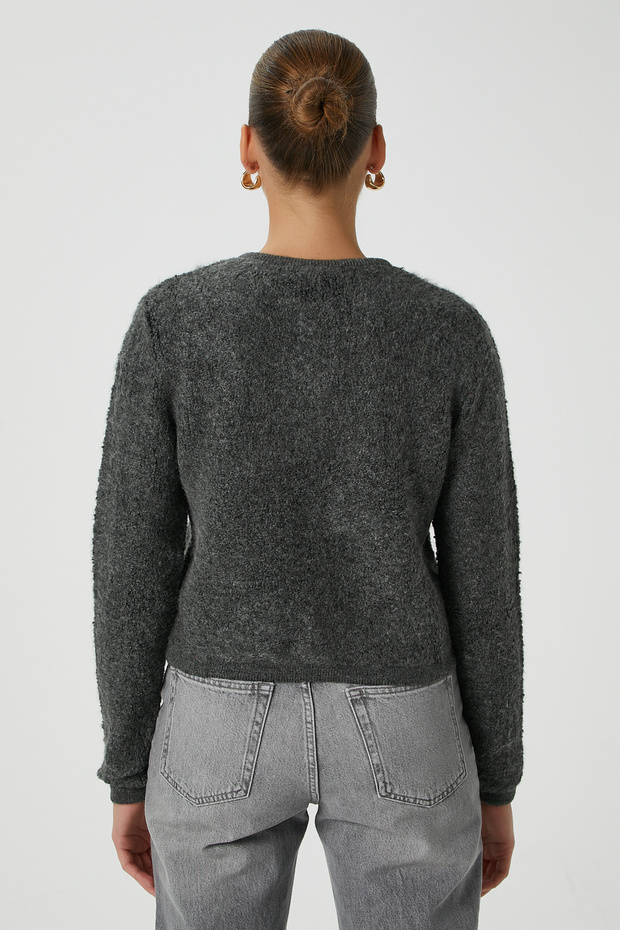 Kadın Enda Antrasit Buklet Hırka - 7