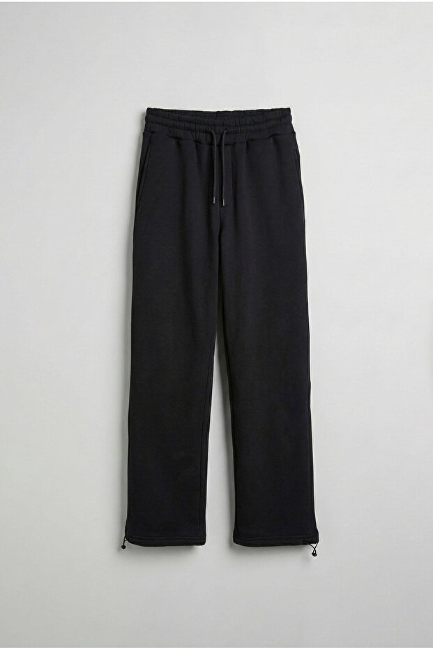 Men's Fleece-Lined Basic Baggy Sweatpants Black