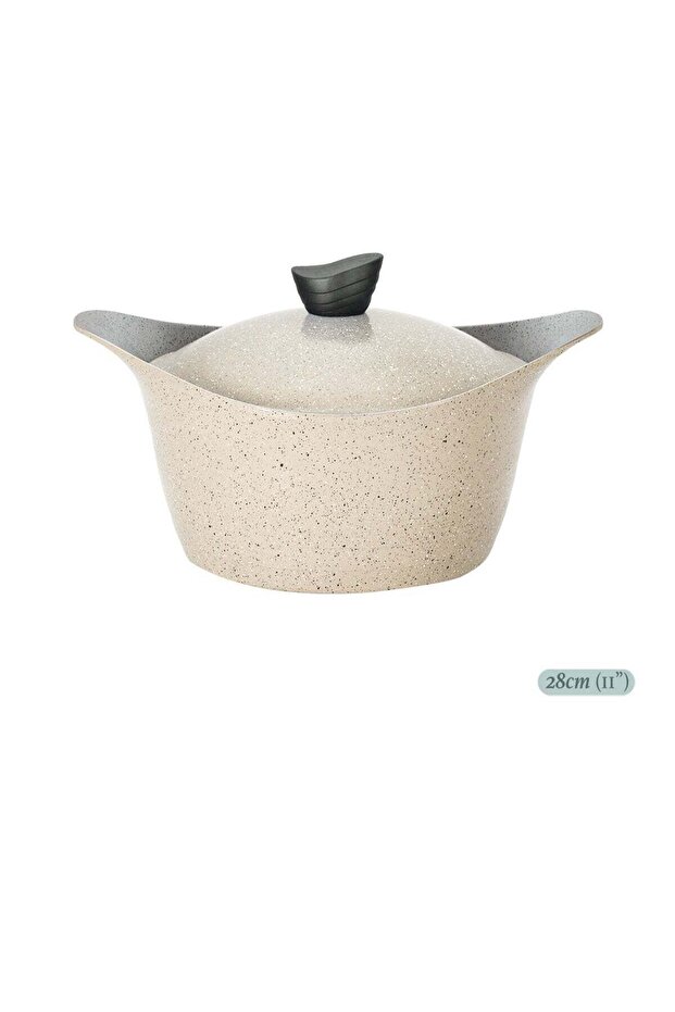 Beige Marble 28cm Stock Pot Large Nonstick Granite Cookware with Marble Coating & Heat-Resist