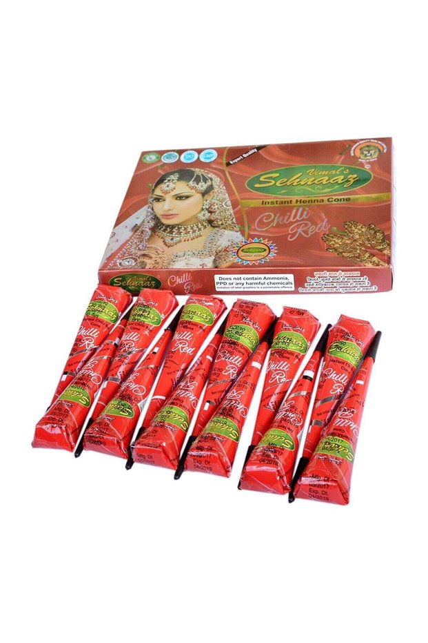 Vimal's 12-Piece INSTANT CHILLI RED GOLECHA HENNA MEHANDI CONE RED