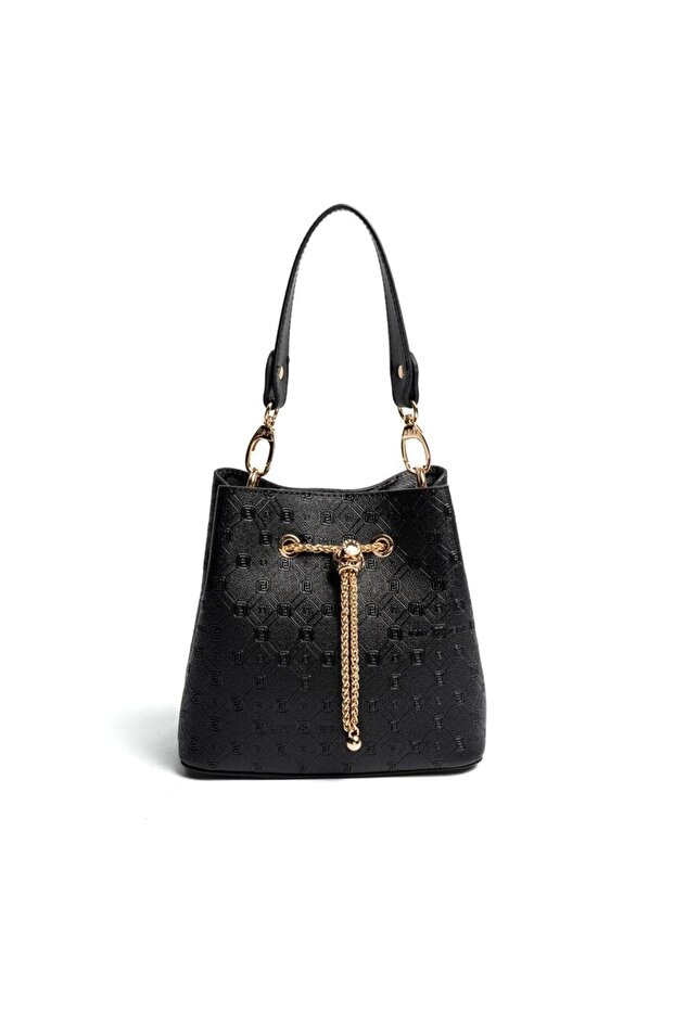 Black - Women's Crossbody Bag with Black Logo Sp1266