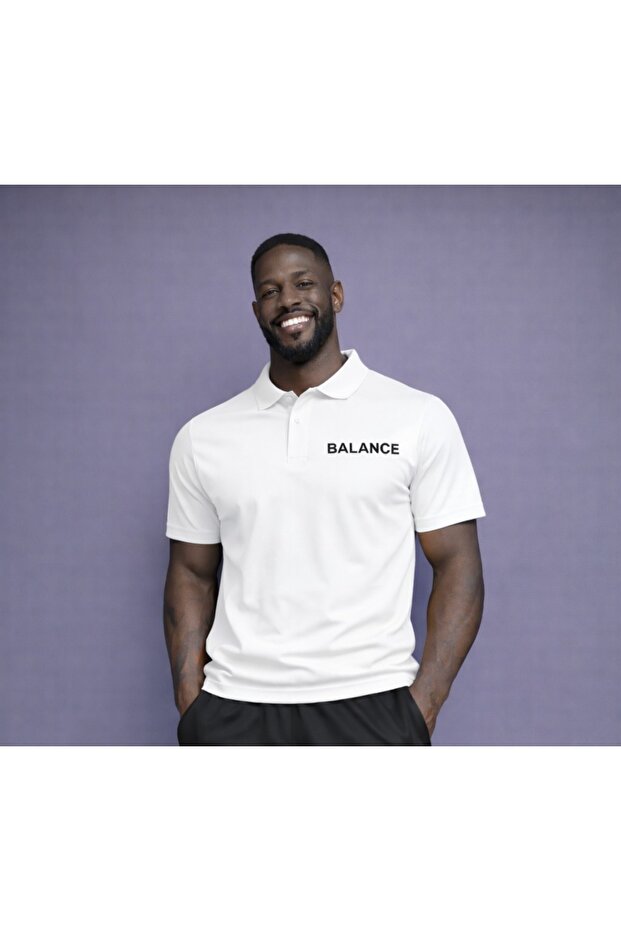 Men's Balance Printed Polo Neck T-Shirt