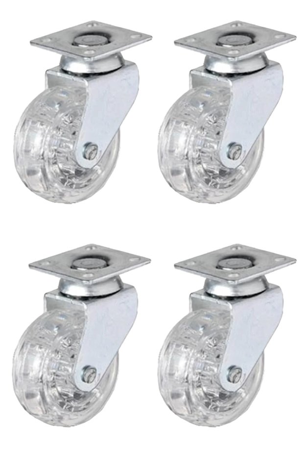 Hts 325 Transparent Roller Swivel Furniture Caster 50 mm Set of 4 - with Screws