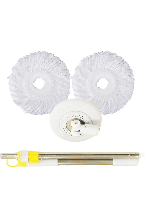 Spin Mop Telescopic Handle, Base, 2 Refills for Floor Cleaning, 360° Spinning Mop Bucket
