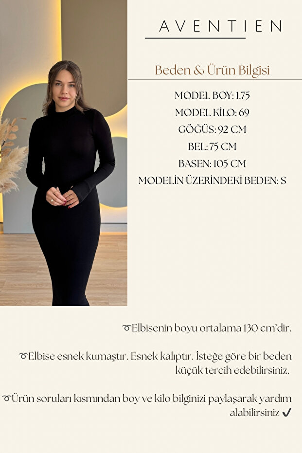 Rochie lungă neagră Finger Slip basic - 2