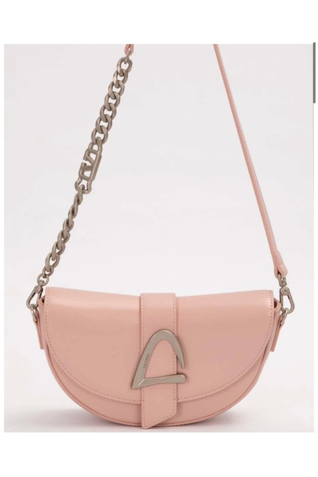 Pink Logo Chain Detail Shoulder Bag