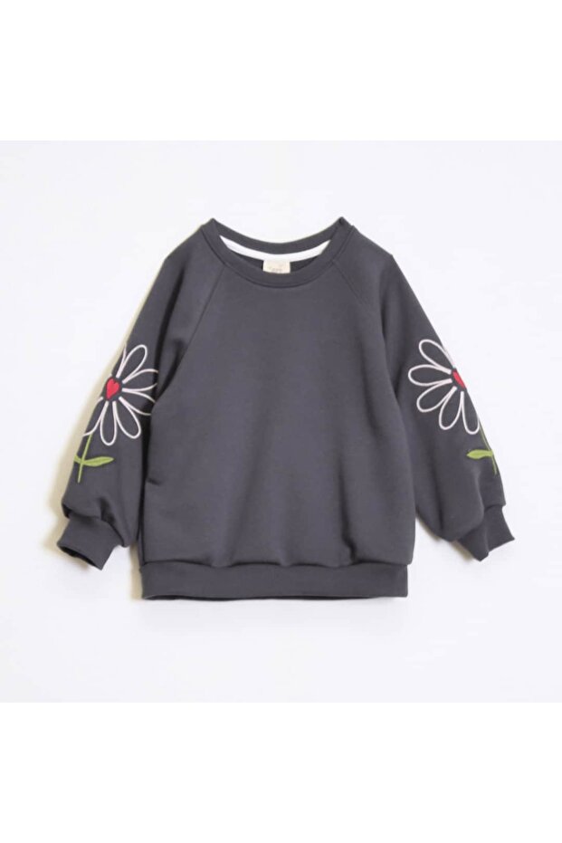 Girl's Sweatshirt with Embroidered Sleeves