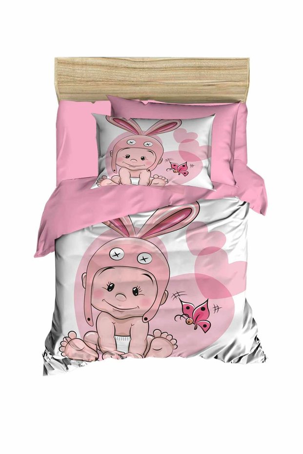 Newborn Baby Girl Duvet Cover Set 100% Cotton Rabbit Ear