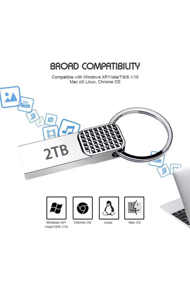 Slim 2TB USB Flash Drive | High-Capacity Portable Storage Memory Stick - 5