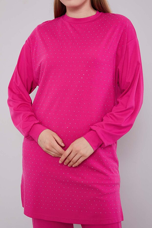 Fuchsia Stone Printed Double Set - 4