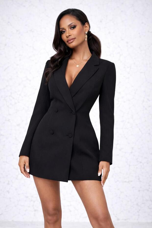 Kadın Siyah Blazer Ceket - 5