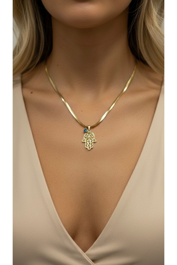 316L Steel Necklace Tarnish-Free Antiallergic with Hand Figure (2 Years Importer Warranty)