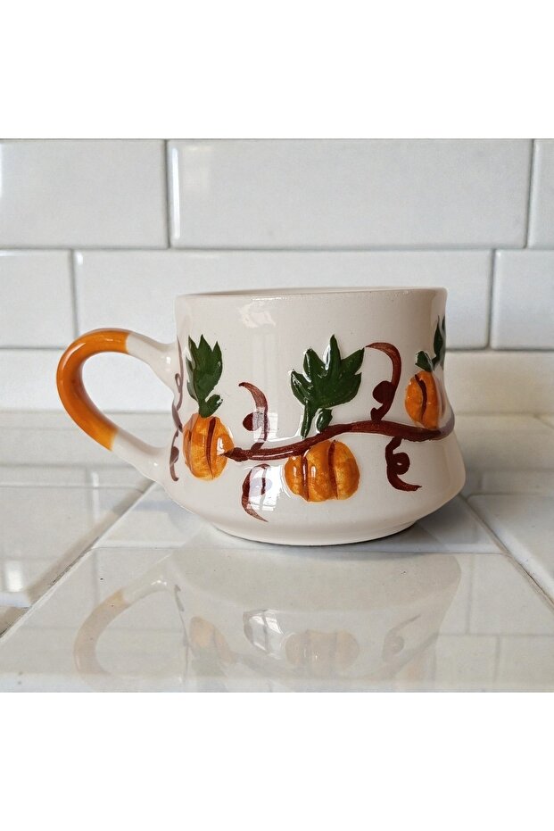 كوب منقوش بنقش اليقطين، كوب سيراميك بنقش اليقطين - 3