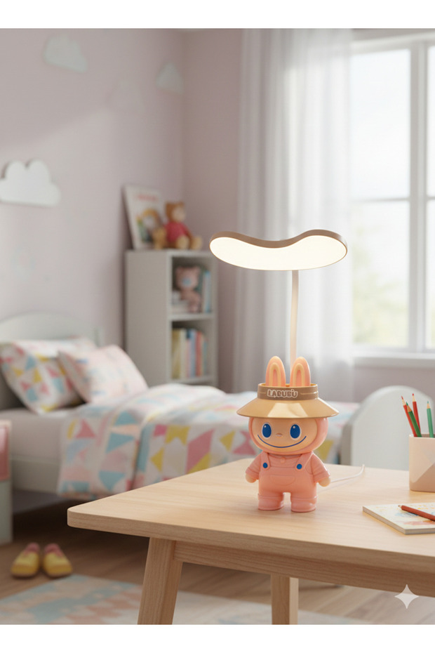 Led Table Lamp with Cute Labubu Figure | Children's Room & Night Light