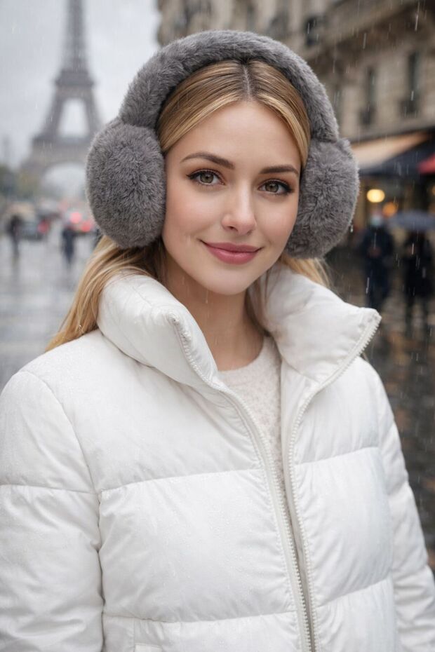 Dark Gray Soft Textured Plush Women's Headphones
