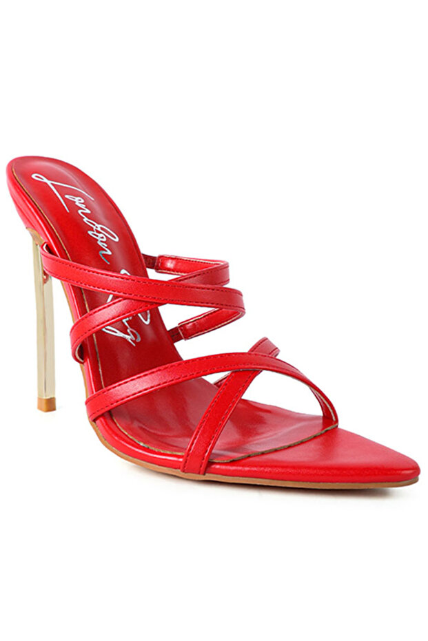 Women Red High Heel Pointed Toe Sandals
