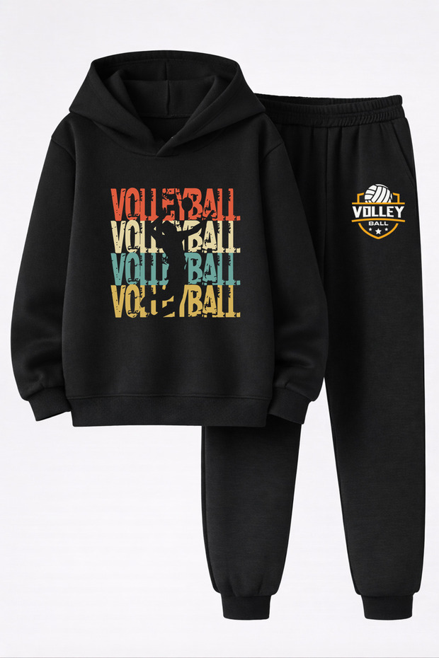 Volleyball Printed 3-Ply Quality Sweatshirt and Trackpants Children's Top-Bottom Set