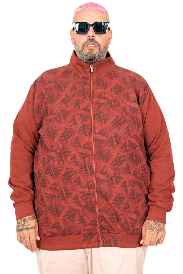 Fashion XL Large Size Men's Cardigan Mock Neck U25820