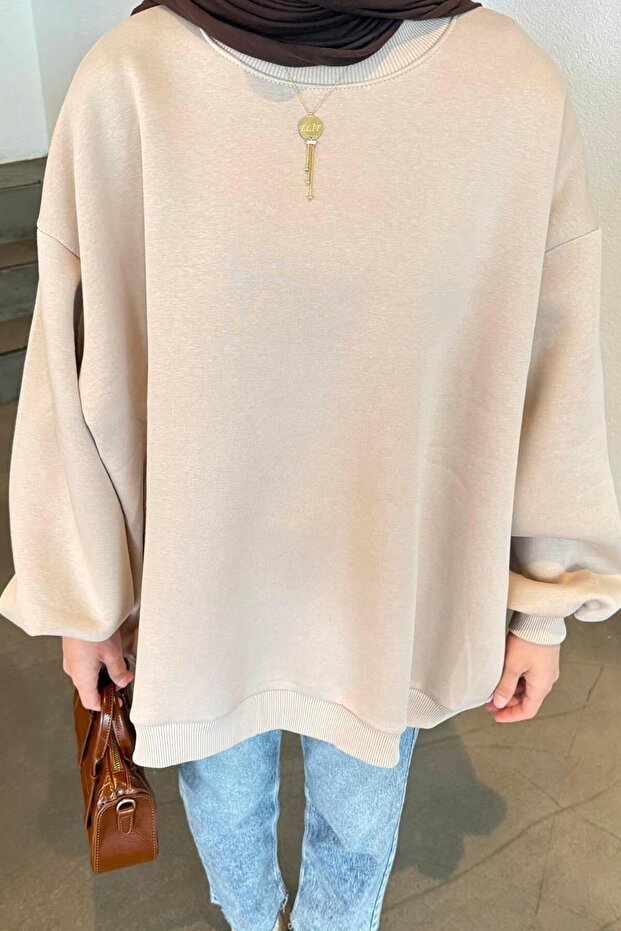 Oversize Sweatshirt Krem - 3