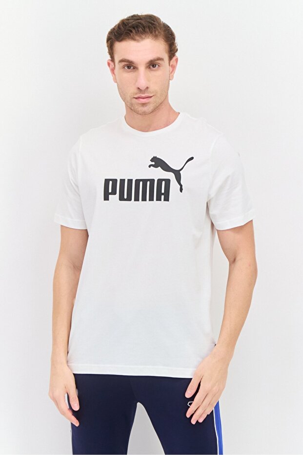 Men Sportswear Fit Brand Logo Training T Shirt, White/Black