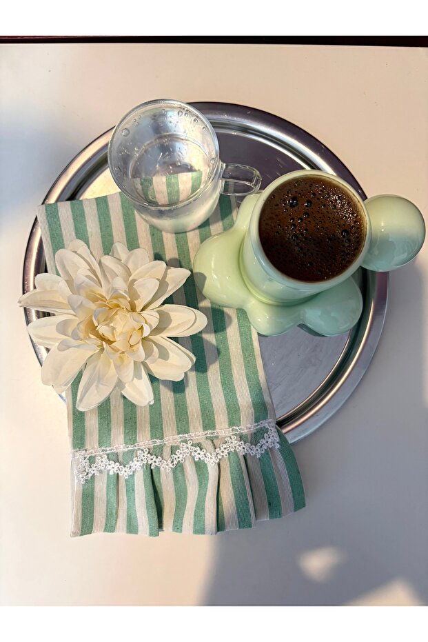 Striped Detail Hand Sewing Presentation Cocktail Napkin Set of 2