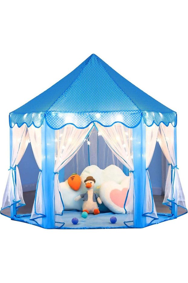 Kids Blue Play Tent Princess Castle Indoor Outdoor Playhouse