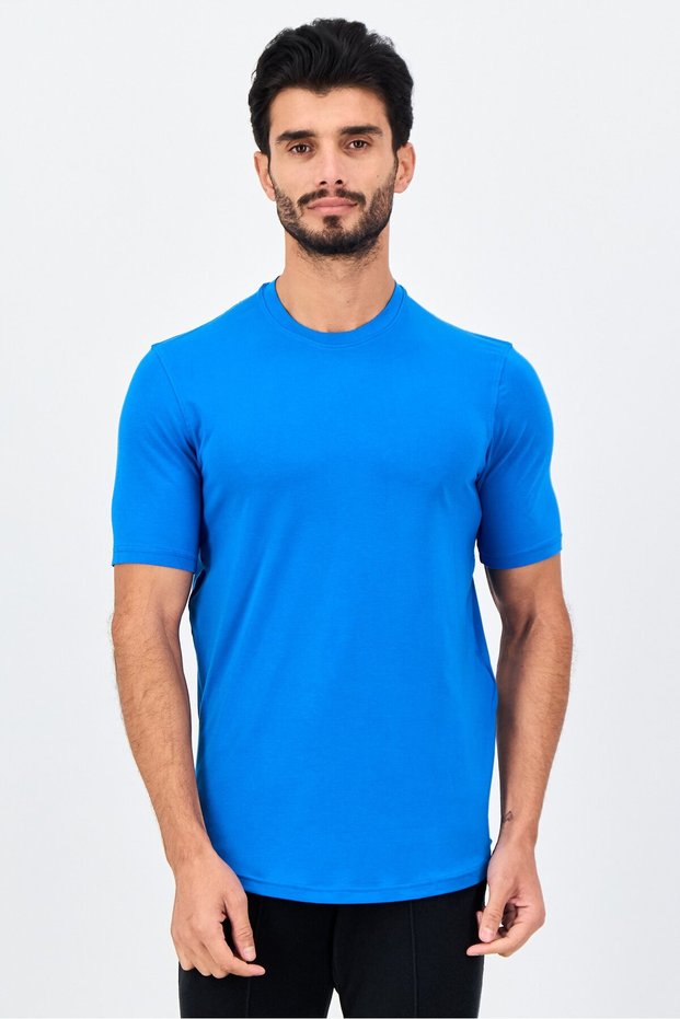 Men Sportswear Fit Short Sleeve Outdoor T-Shirt, Blue