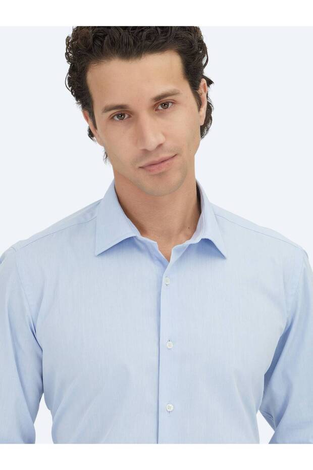 Blue Regular Fit Woven Classic Cotton Blended Shirt - 2