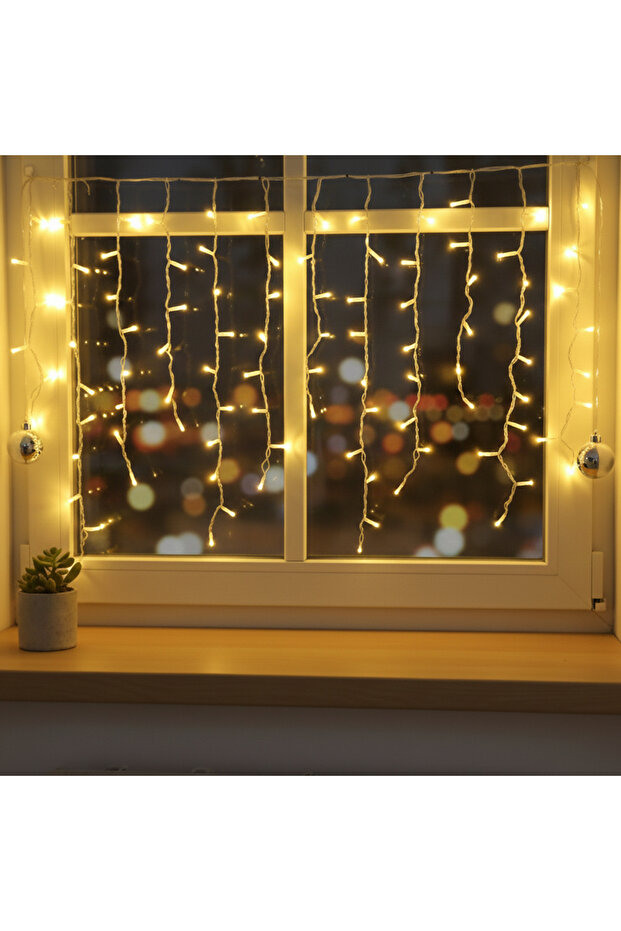 Curtain Led Light – 125 Led Yellow Light, with USB Port, Decorative Light Curtain