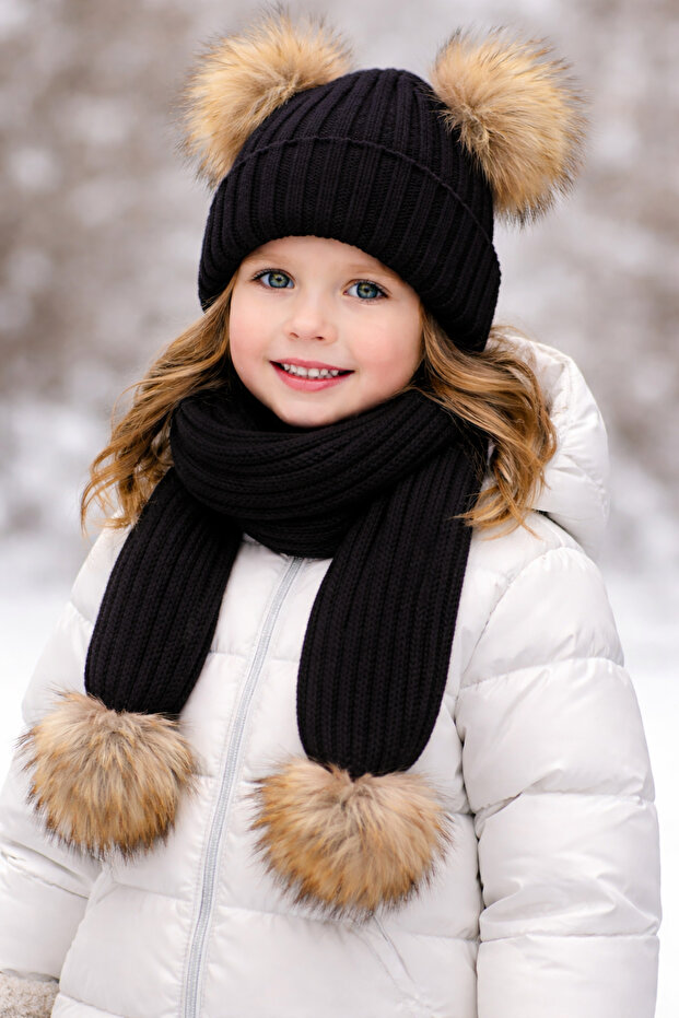 ÇİFT PONPONLU TRİKO ATKI BERE SET - 1