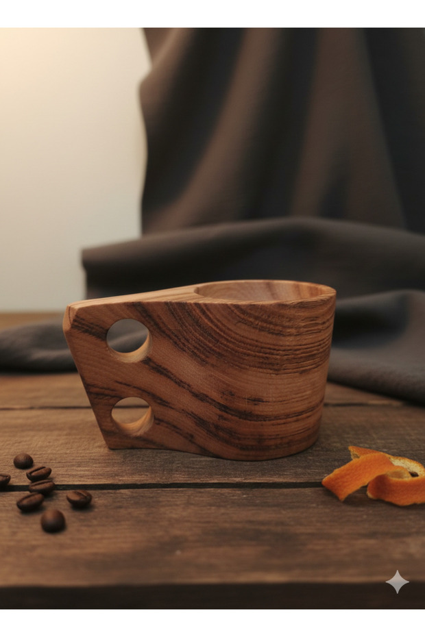 100% Natural Walnut Wood Handmade Kuksa Cup - Camping and Outdoor Wooden Mug