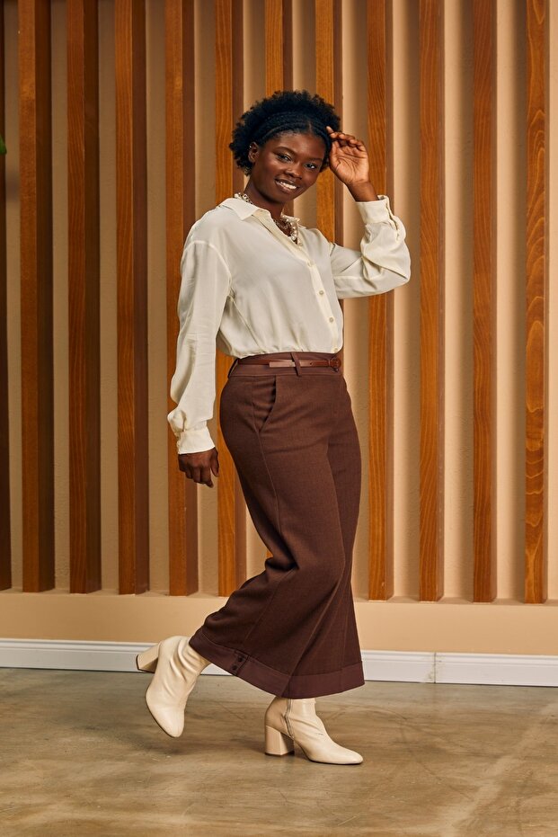 Double Waistband Belted Underwear Pants - 1