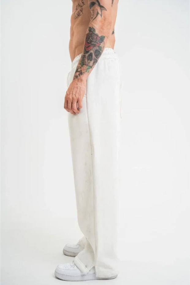 Slit Detailed Pipe Leg Baggy Sweatpants - White - 2