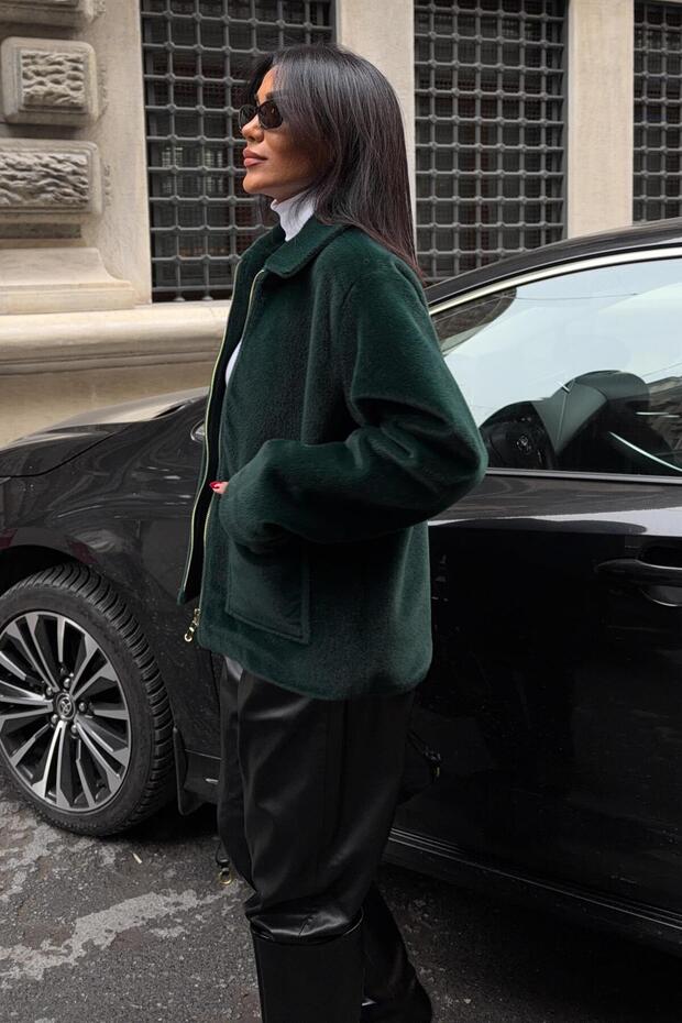 Men's Collar Zippered Fur Jacket 6165 R9-C-K2 - 4