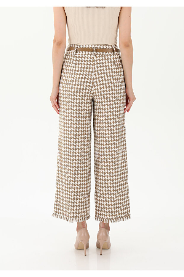 Culotte Pants with Hawkbeak Pattern and Tasseled Legs - 3