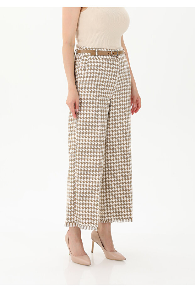 Culotte Pants with Hawkbeak Pattern and Tasseled Legs - 4