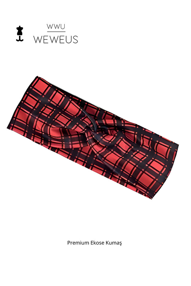 Plaid Black Premium Women's Hair Band Type9
