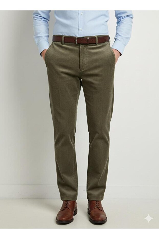 Men's L Stretch Fabric Velvet Pantalon with Fleece Inside - 1