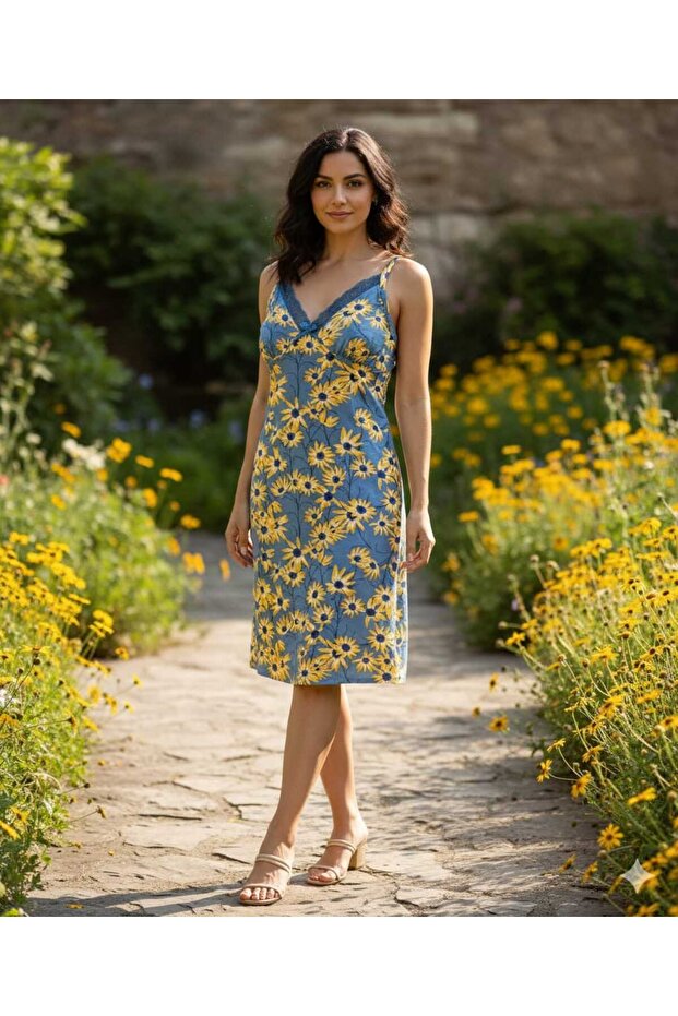 penye ip askılı gecelik - 1