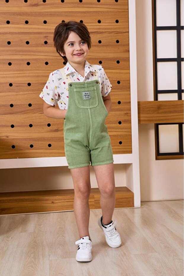 Boys' overalls, olive green, 4145 - 6