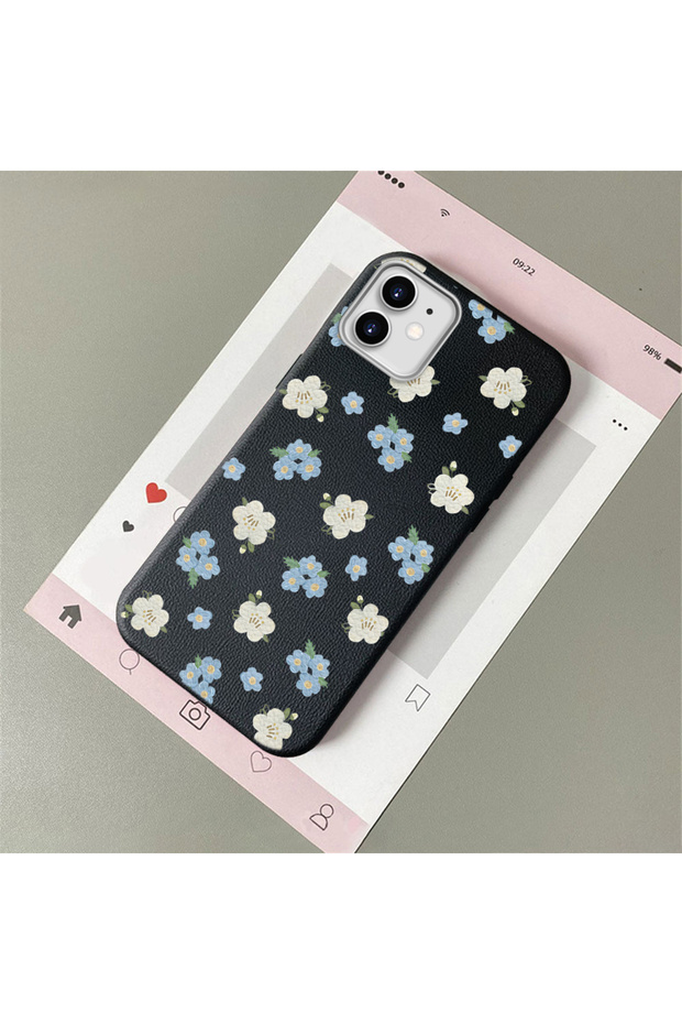 iPhone 11 Compatible Leather Texture Anti Fall Soft Silicone Phone Case Flower