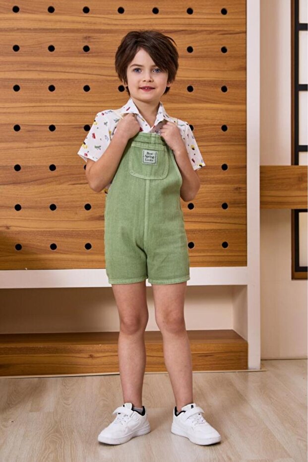 Boys' overalls, olive green, 4145 - 5