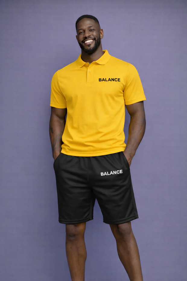 Men's Balance Printed Polo Neck Shorts Set