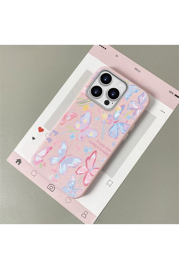 iPhone 12 Pro Compatible Leather Texture Anti Fall Soft Silicone Phone Case Butterfly