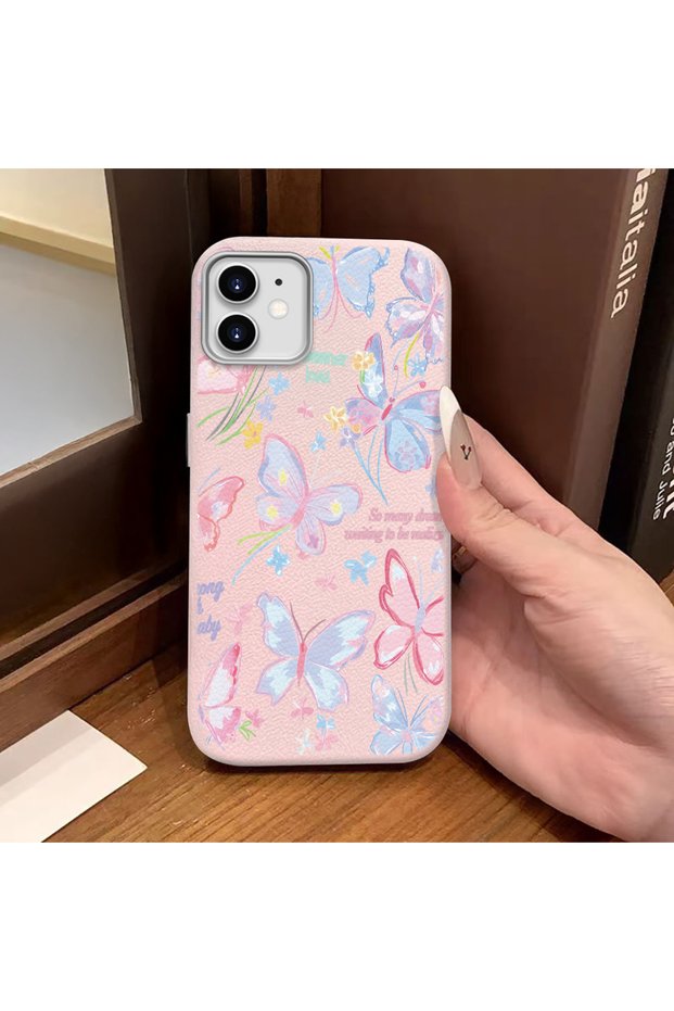 حافظة هاتف متوافقة مع هاتف iPhone 11، مصنوعة من الجلد، مضادة للسقوط، من السيليكون الناعم على شكل فراشة