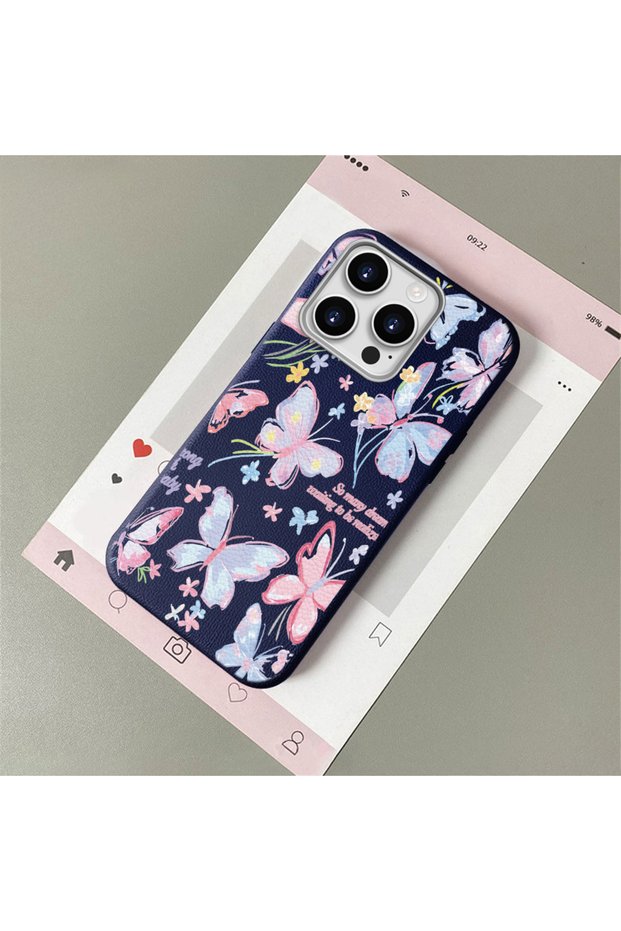 iPhone 12 Pro Compatible Leather Texture Anti Fall Soft Silicone Phone Case Butterfly