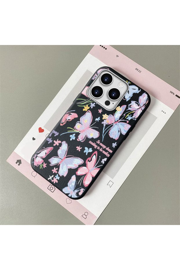 iPhone 12 Pro Compatible Leather Texture Anti Fall Soft Silicone Phone Case Butterfly