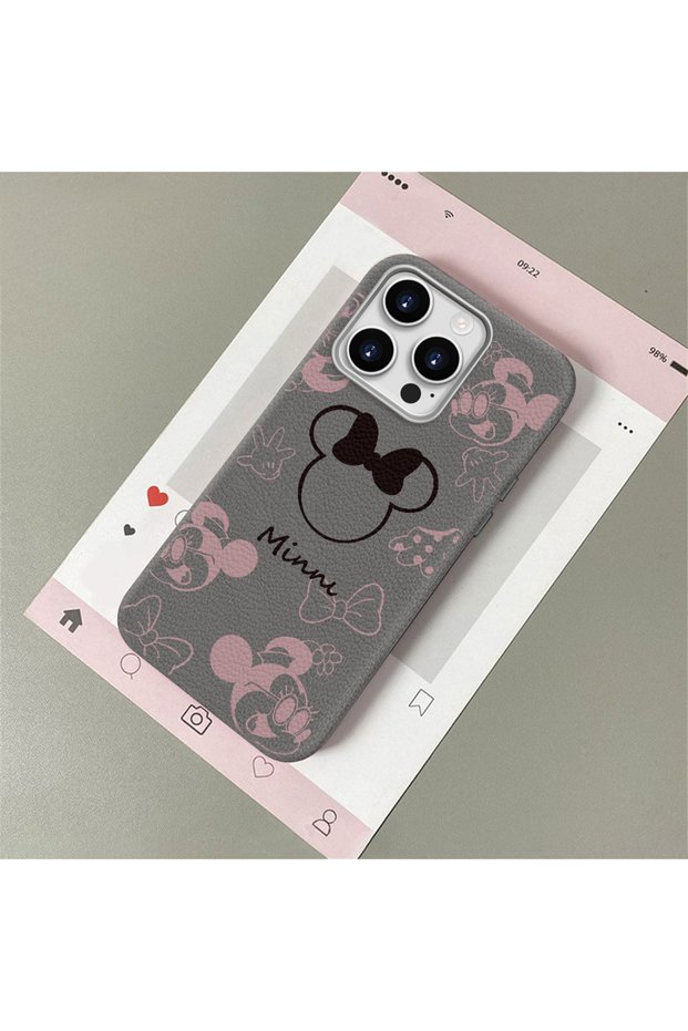 iPhone 12 Pro Compatible Leather Texture Anti-Fall Soft Silicone Phone Case Minnie