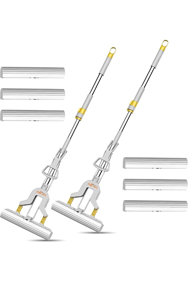 2 Sponge Mops with 6 Extra Refills